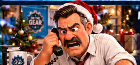 The Boss on the phone at Christmas